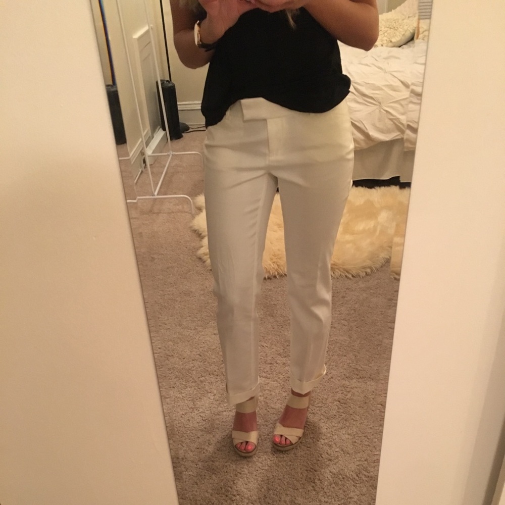 White straight fit dress pants